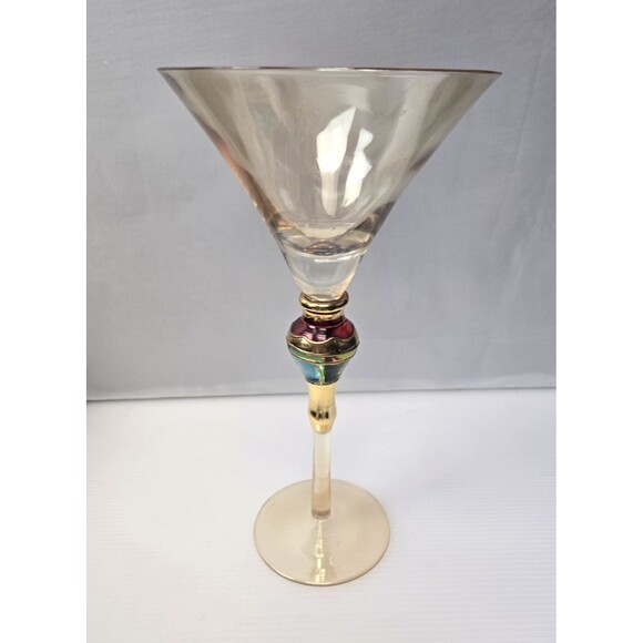 Z. Gallerie Majestic Amber Art Glass Oversized Martini Glass 10" - Picture 3 of 11